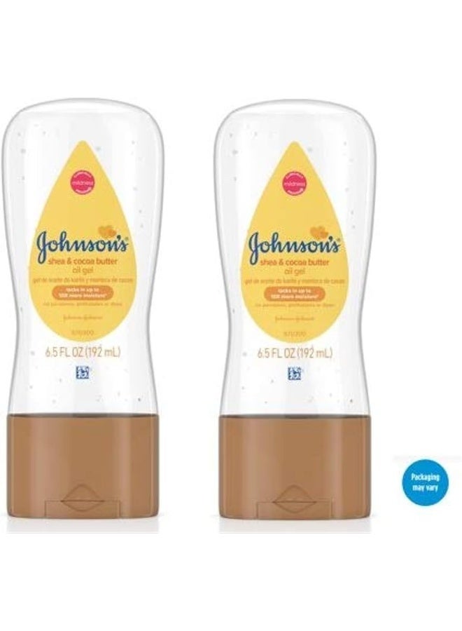 Johnson & Johnson Baby Oil Gel with Shea Cocoa Butter, 6.5 fl. oz (Pack of 2) - Image 1