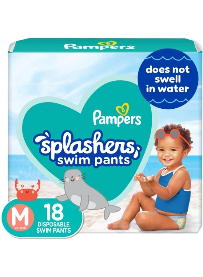 بامبرز حفاضات بامبرز سبلاشers للسباحة - الحجم م، 18 قطعة، سراويل سباحة للأطفال قابلة للتخلص منها بدون فجوات - Image 1