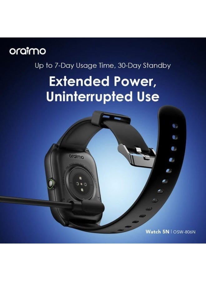 Oraimo Watch 5N with 2.01" TFT screen and supports calling and IP68 water resistance Black - Image 5