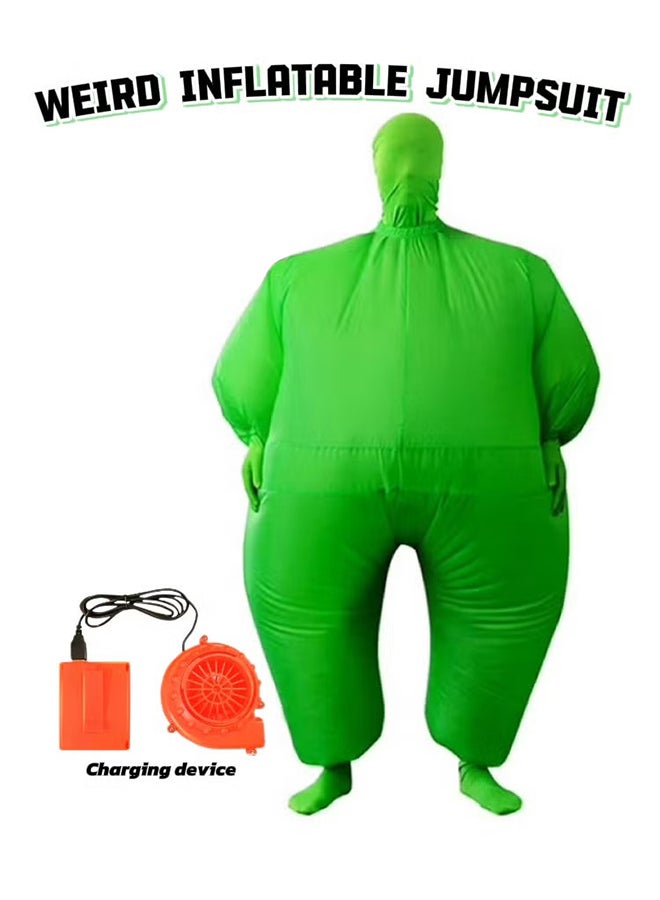 MYTOYS Inflatable Costume for Adult, Air Blow Up Full Body Suit Masquerade Jumpsuit, Up Outfit for Halloween Party Cosplay Suit for Men Women, Green 150-190cm - Image 2