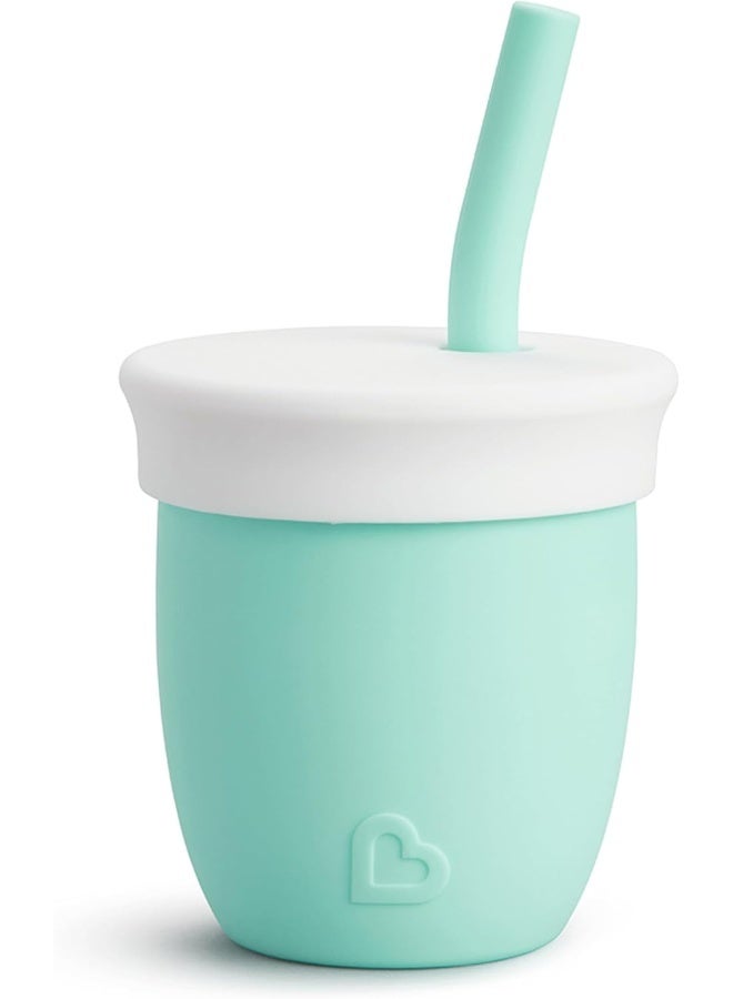 مونشكين Munchkin® C’est Silicone! Open Training Cup with Straw for Babies and Toddlers 6 Months+, 4 Ounce, Mint - Image 1