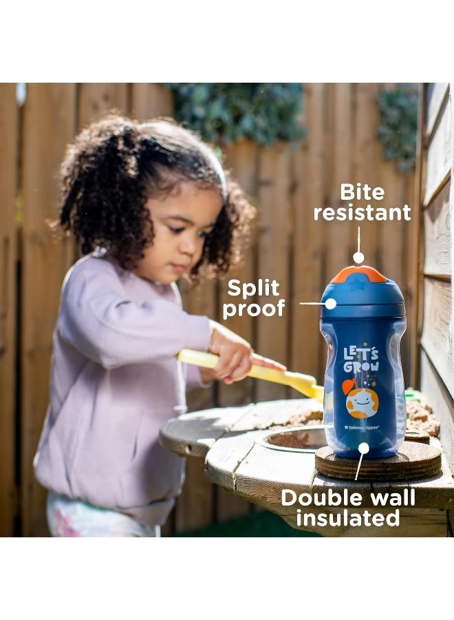تومي تيبي Tommee Tippee Insulated Sippee Cup, Water Bottle for Toddlers, Spill-Proof | 9oz, 12m+, 3 Pack (Pink, Green & Orange) - Image 2