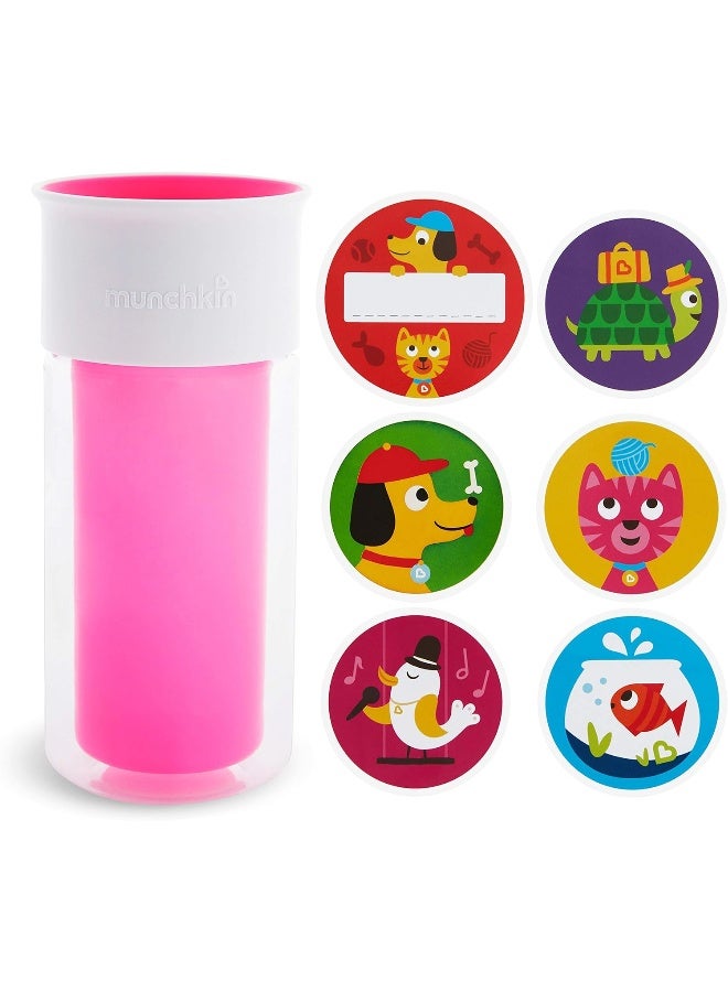مونشكين Munchkin Miracle 360 Insulated Sippy Cup, Includes Stickers to Customize Cup, 9 Ounce, Pink - Image 1