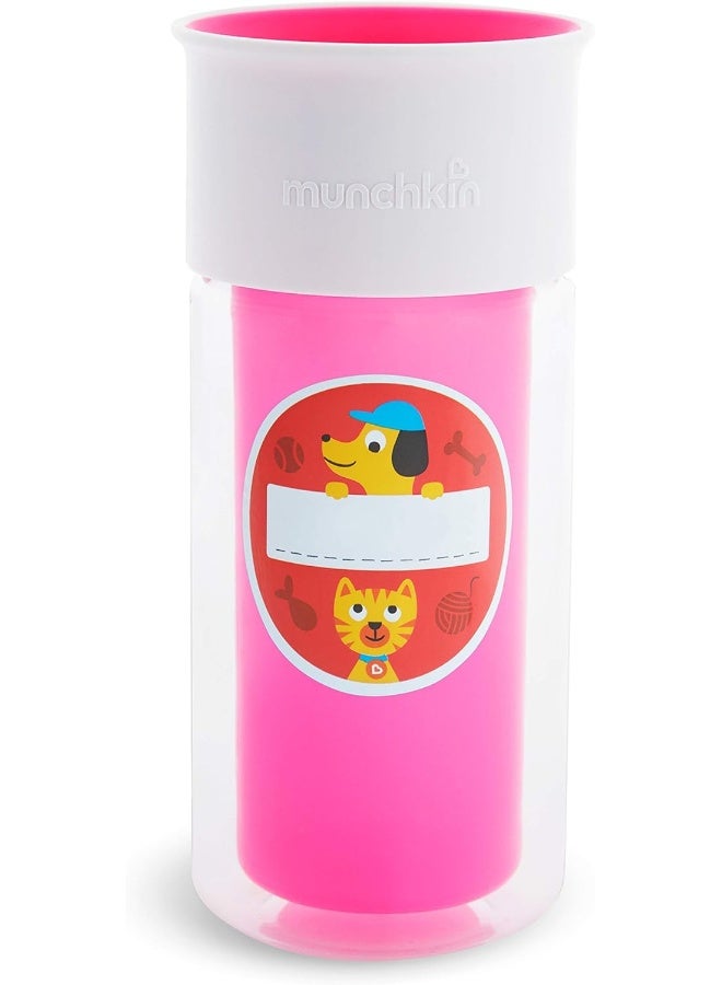 مونشكين Munchkin Miracle 360 Insulated Sippy Cup, Includes Stickers to Customize Cup, 9 Ounce, Pink - Image 4
