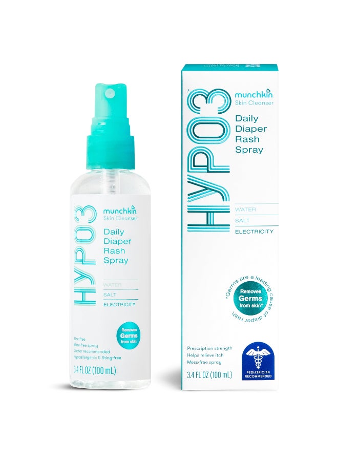 مونشكين Munchkin® HYP03™ No Rub Daily Diaper Rash Spray with Hypochlorous, Award Winning, Removes Rash Causing Germs, Easy Application vs. Messy Creams, 100% Natural, 600 Sprays - Image 1