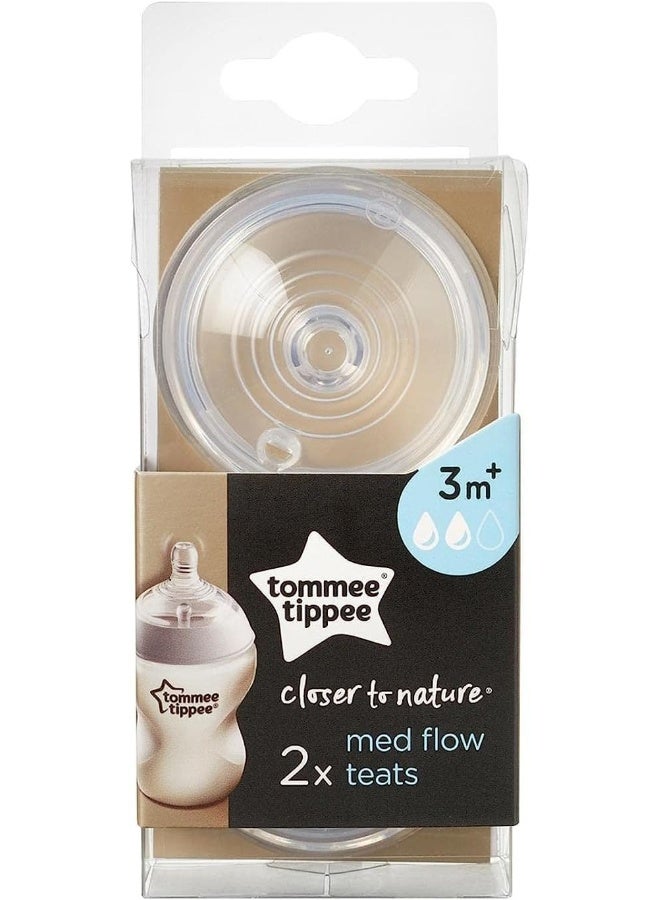 Tommee Tippee Closer to Nature Medium Flow Teats 3+ Months, Clear, Pack of 2 - Image 4