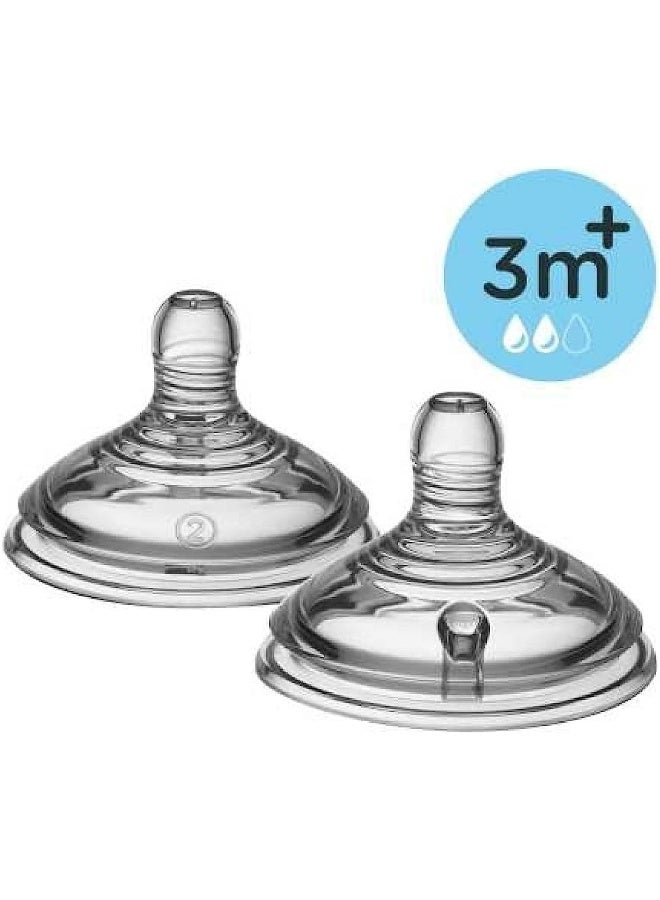 Tommee Tippee Closer to Nature Medium Flow Teats 3+ Months, Clear, Pack of 2 - Image 3
