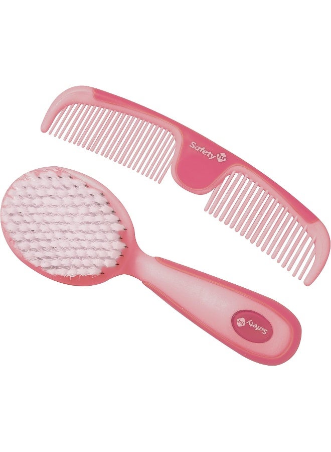 Safety 1st Easy Grip Brush and Comb, Raspberry - Image 1