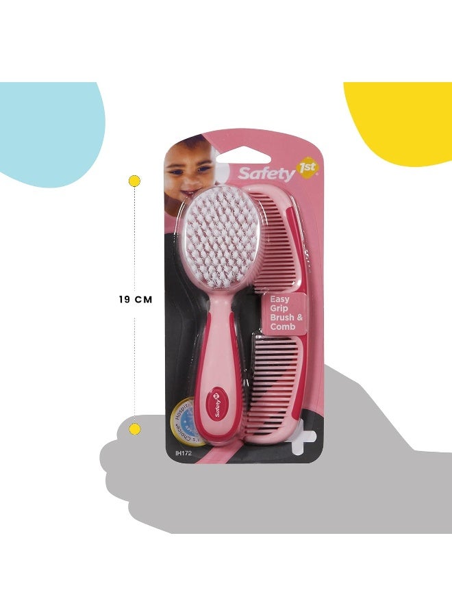 Safety 1st Easy Grip Brush and Comb, Raspberry - Image 4