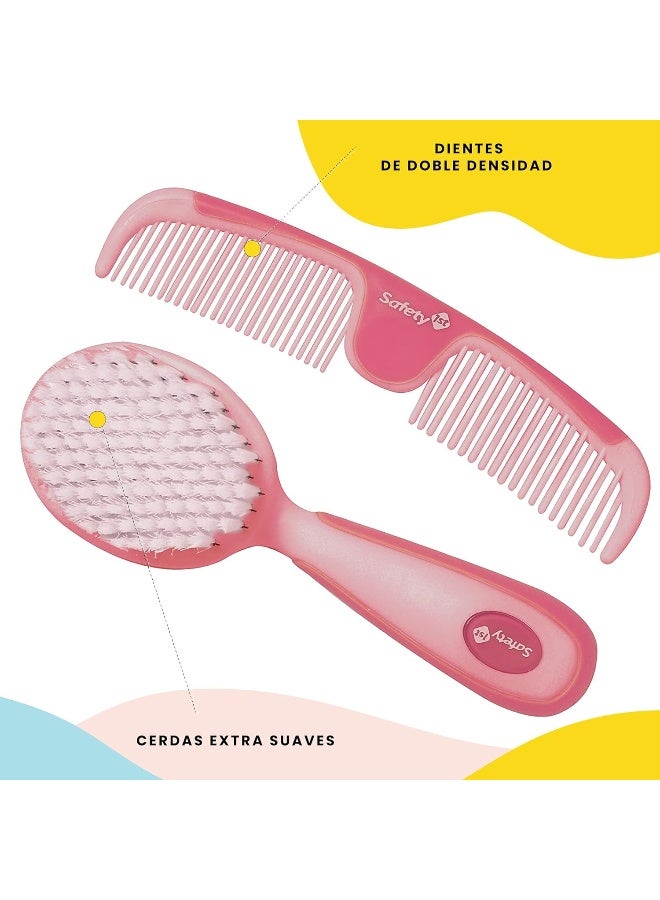 Safety 1st Easy Grip Brush and Comb, Raspberry - Image 3