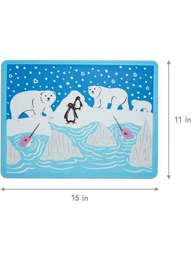 مونشكين Munchkin WildLove Reversible Silicone Placemat for Kids, 1pk, Polar Bear - Image 4