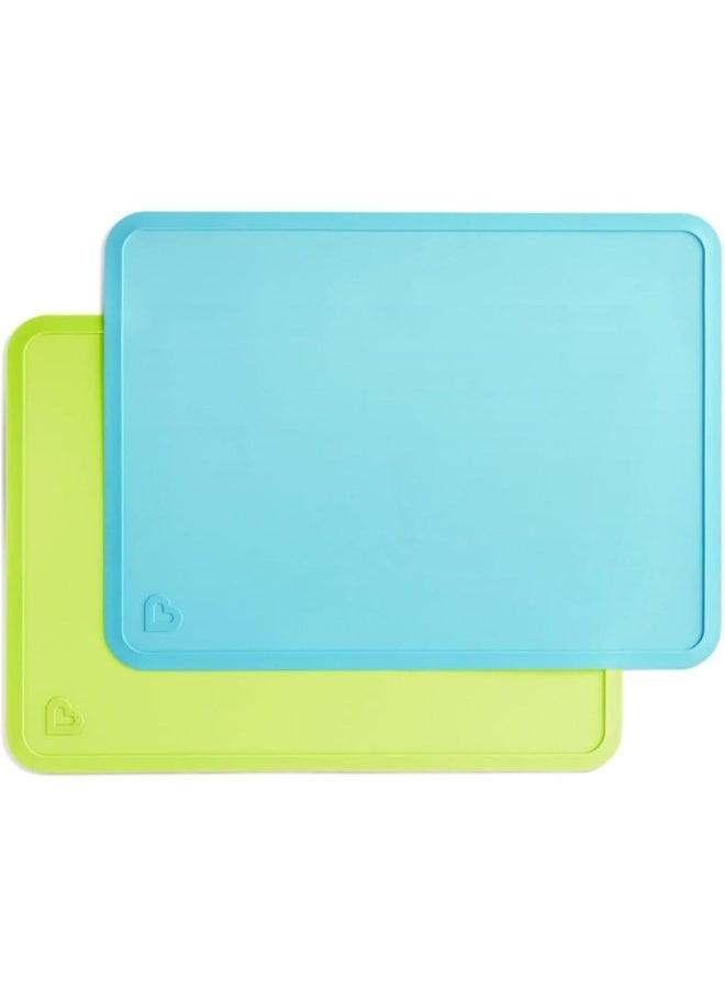 مونشكين Munchkin® Spotless™ Silicone Placemats for Kids, 2 Pack, Blue/Green - Image 1