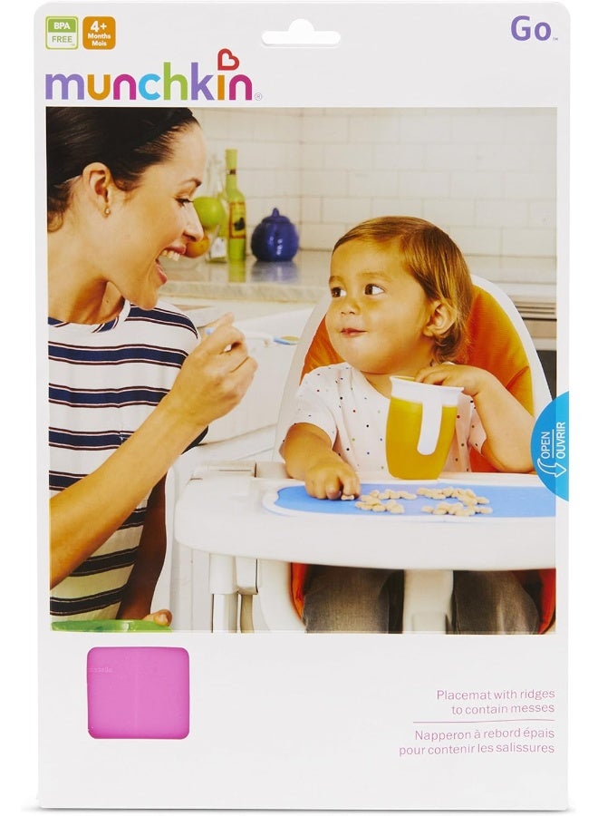 مونشكين Munchkina Goa Snap Shut Silicone Placemat for Kids, Pink - Image 5