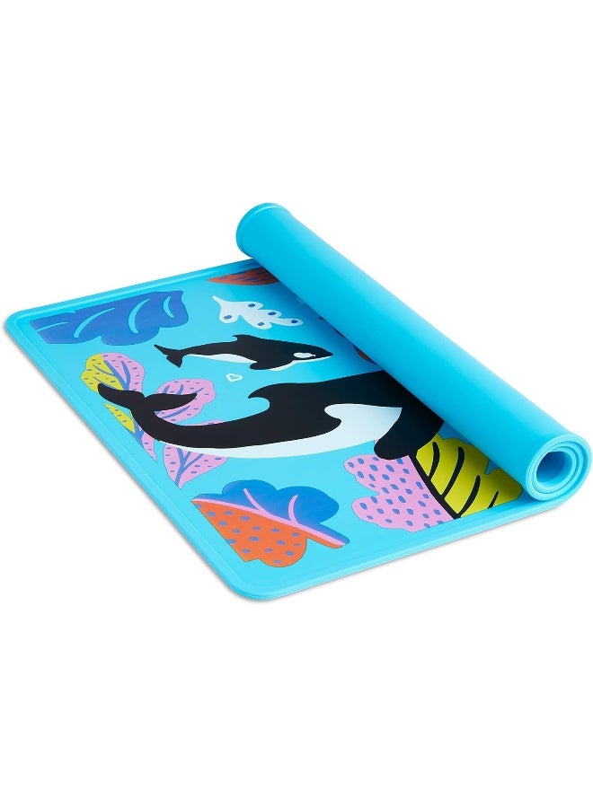 مونشكين Munchkin WildLove Reversible Silicone Placemat for Kids, 1pk, Orca - Image 2