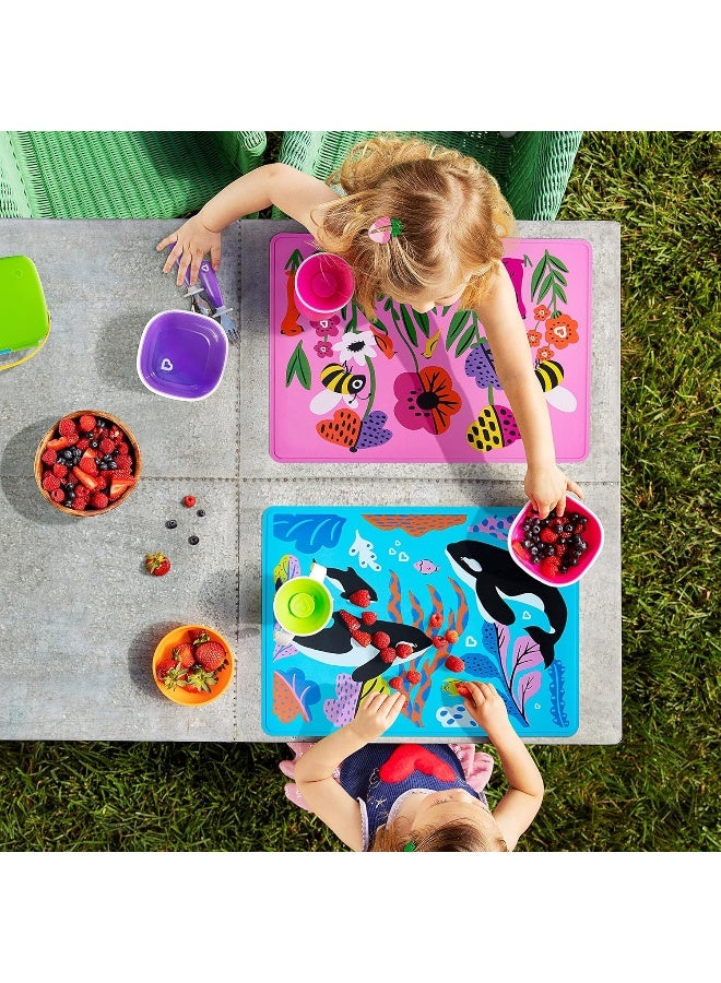 مونشكين Munchkin WildLove Reversible Silicone Placemat for Kids, 1pk, Orca - Image 5