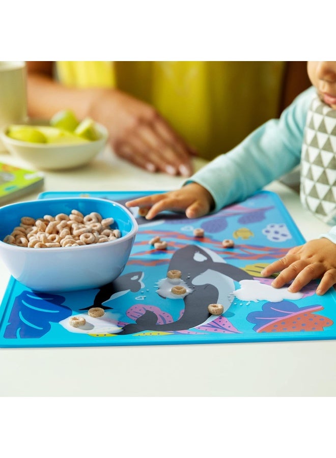 مونشكين Munchkin WildLove Reversible Silicone Placemat for Kids, 1pk, Orca - Image 3