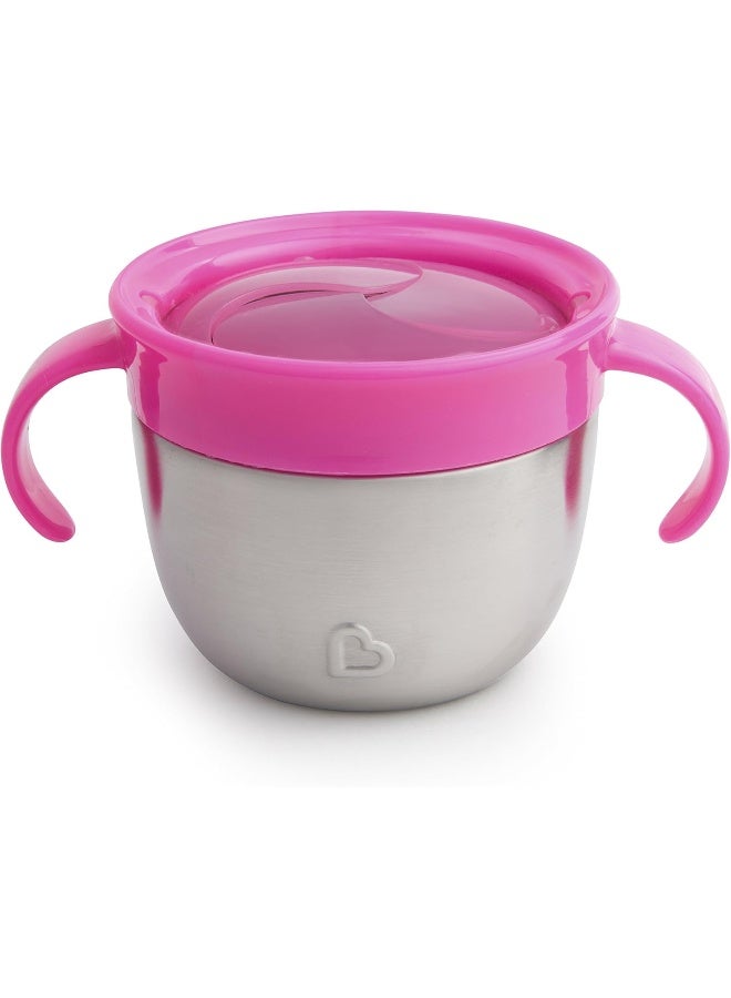 مونشكين كوب مunchkin® Snack+™ من الفولاذ المقاوم للصدأ مع غطاء، 9 أونصات، وردي، عبوة واحدة - Image 3