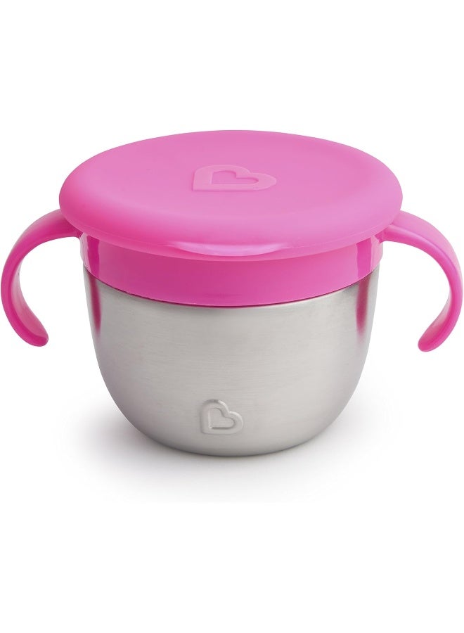 مونشكين كوب مunchkin® Snack+™ من الفولاذ المقاوم للصدأ مع غطاء، 9 أونصات، وردي، عبوة واحدة - Image 1