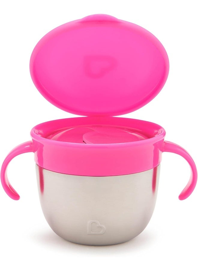 مونشكين كوب مunchkin® Snack+™ من الفولاذ المقاوم للصدأ مع غطاء، 9 أونصات، وردي، عبوة واحدة - Image 4