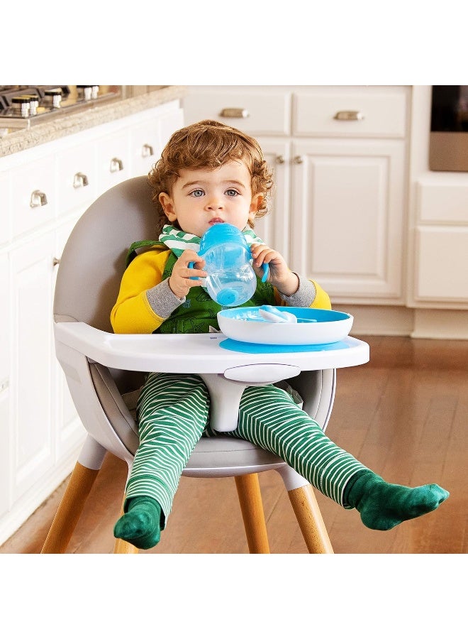 Munchkin Be Happy Toddler Dining Set, Includes Suction Plate, Straw Cup and Utensil Set, Blue - Image 4