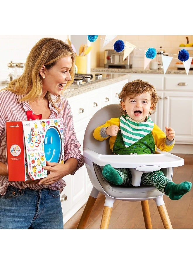 Munchkin Be Happy Toddler Dining Set, Includes Suction Plate, Straw Cup and Utensil Set, Blue - Image 3
