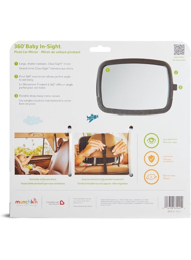 مونشكين Munchkin® Baby Car Mirror, Pivot 360 Baby in-Sight® Adjustable Auto Mirror for Rear Facing Carseats, Black - Image 4
