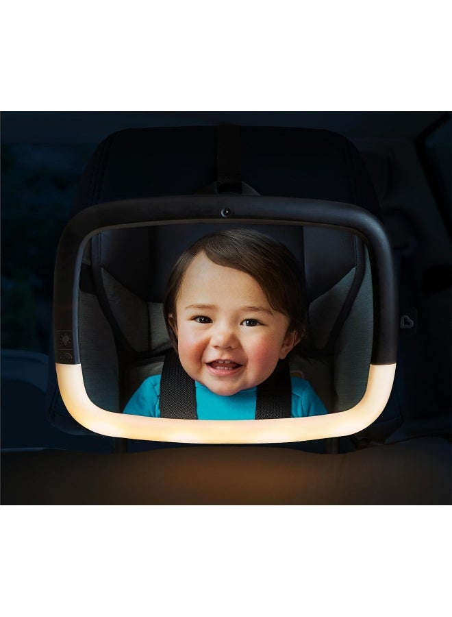 مونشكين Munchkin® Baby Car Mirror, Night Light™ Pivot 360 Baby in-Sight® Adjustable Auto Mirror for Rear Facing Carseats, Black - Image 2