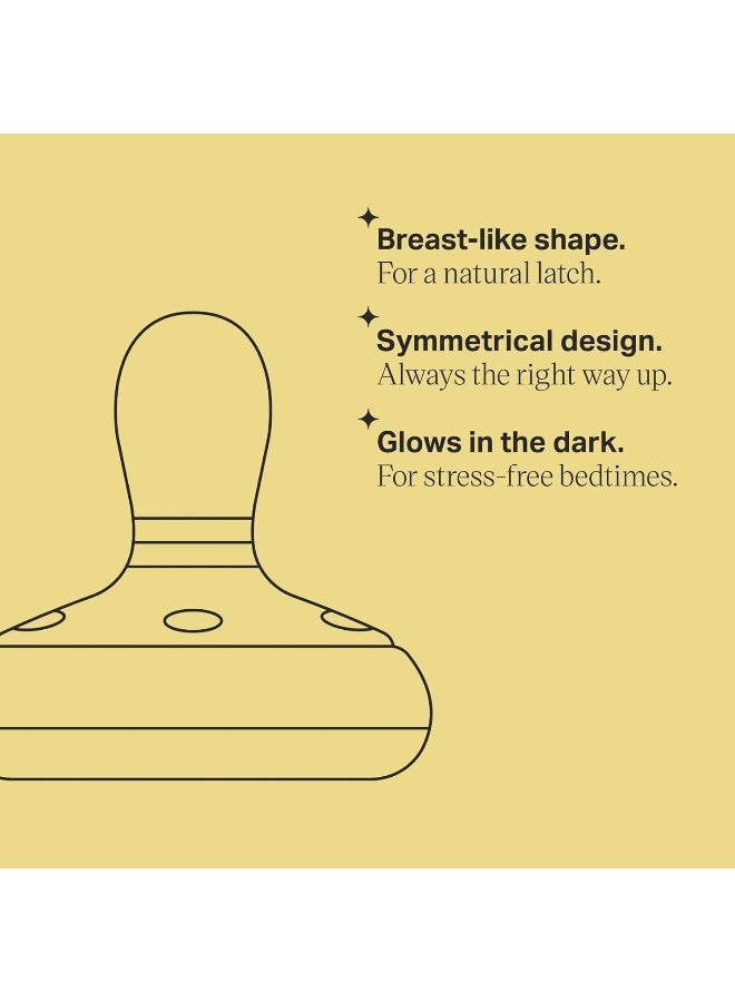 تومي تيبي لهاية تومي تيبي تشبه الثدي ليلية، تتلألأ في الظلام، نسيج يشبه الجلد، تصميم متماثل، خالية من BPA، 0-6 أشهر، 4 قطع - Image 3