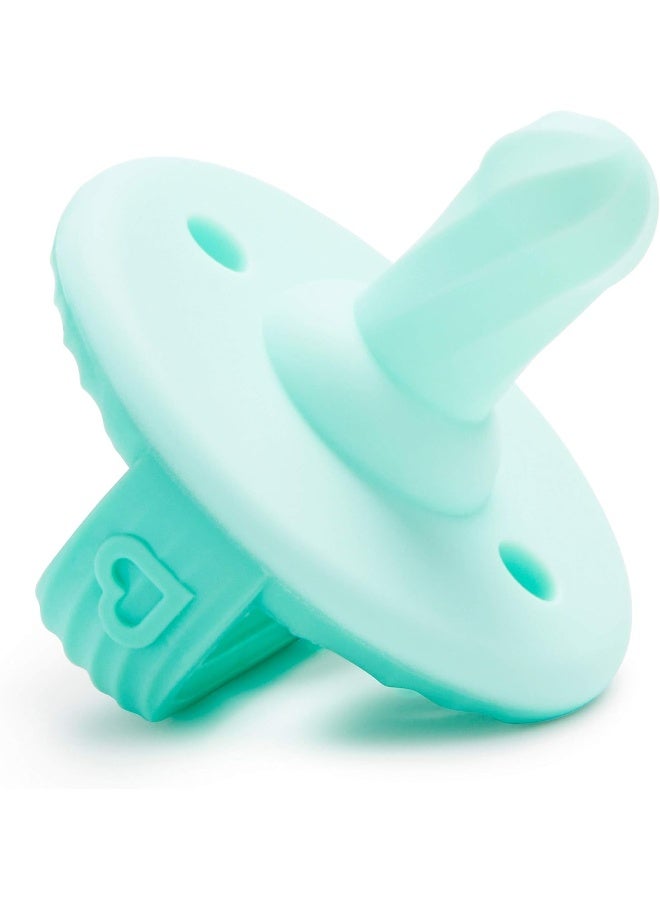 مونشكين Munchkin Sili-Soothe & Teethe, Silicone Pacifier & Teether, 2 Pack, Blue/Green - Image 4