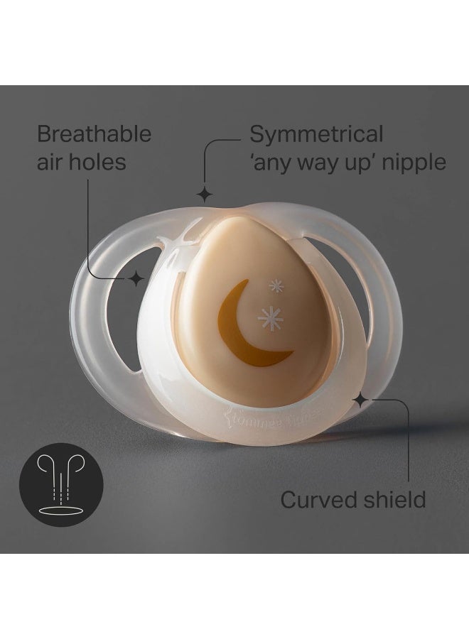 تومي تيبي لهايات تومي تيبي الليلية، 0-6 أشهر، عبوة مكونة من 6 لهايات تتوهج في الظلام مع حلمة سيليكون متناظرة - Image 3