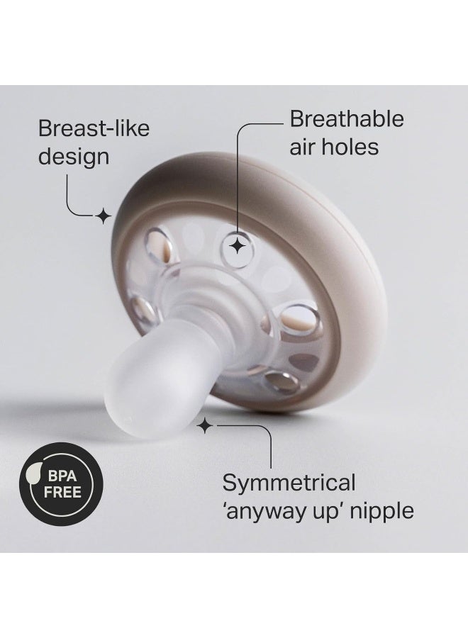 تومي تيبي لهاية تومي تيبي تشبه الثدي، نسيج يشبه الجلد، تصميم تقويمي متماثل، خالية من BPA، 0-6 أشهر، عبوة من 4 مصاصات - Image 3