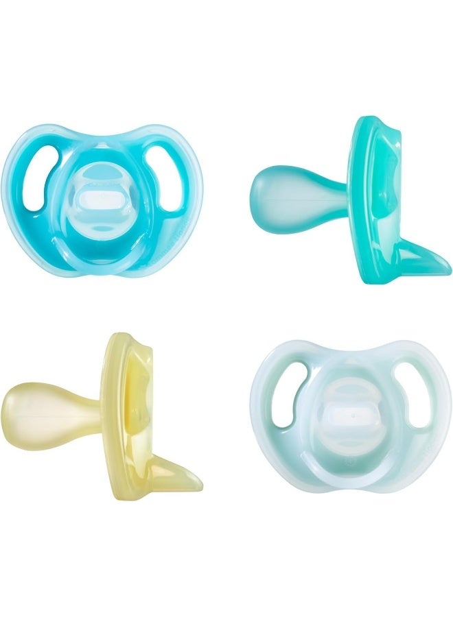 Tommee Tippee Ultra-Light Silicone Pacifier, Symmetrical One-Piece Design, BPA-Free Silicone Binkies, 6-18m, 4 Count - Image 1