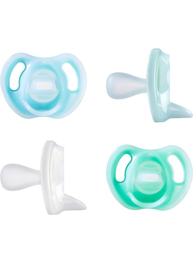 تومي تيبي مصاصة سيليكون خفيفة للغاية، تصميم تقويمي متماثل، خالية من BPA، تصميم قطعة واحدة، 0-6 أشهر، عبوة من 4 مصاصات - Image 1