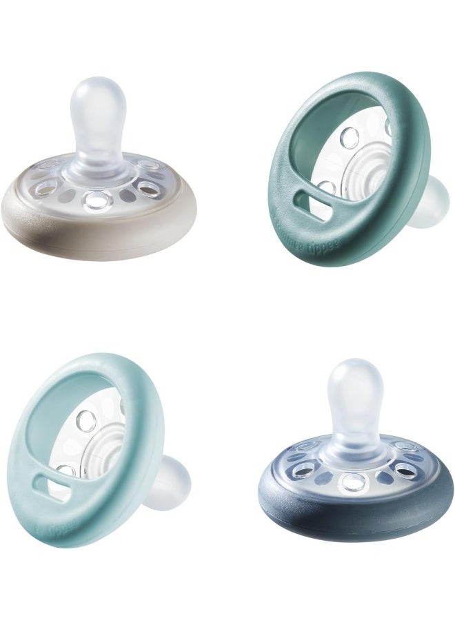 تومي تيبي لهاية تومي تيبي تشبه الثدي، نسيج يشبه الجلد، تصميم متماثل، خالية من BPA، 6-18 شهر، 4 قطع - Image 1