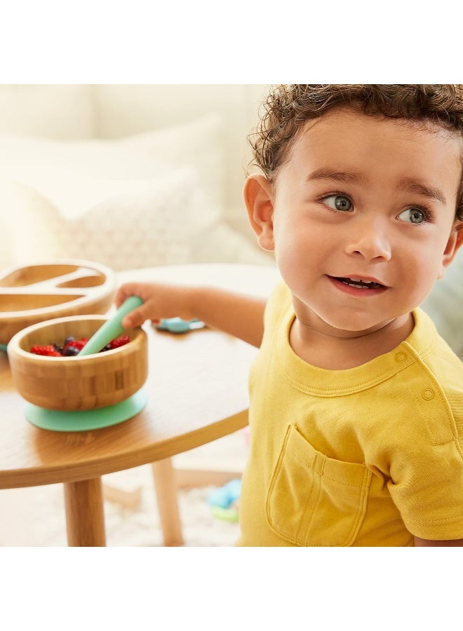 مونشكين MunchkinÂ® Bambouâ„¢ Suction Bowl and Silicone Spoon for Babies and Toddlers, Non-Toxic Bamboo - Image 5