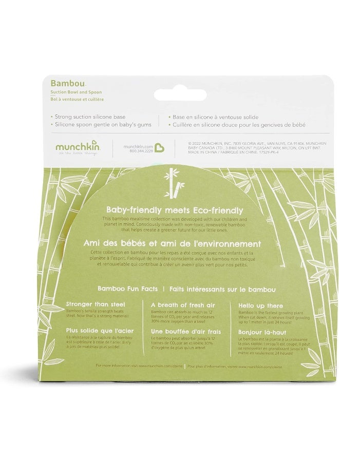 مونشكين MunchkinÂ® Bambouâ„¢ Suction Bowl and Silicone Spoon for Babies and Toddlers, Non-Toxic Bamboo - Image 4