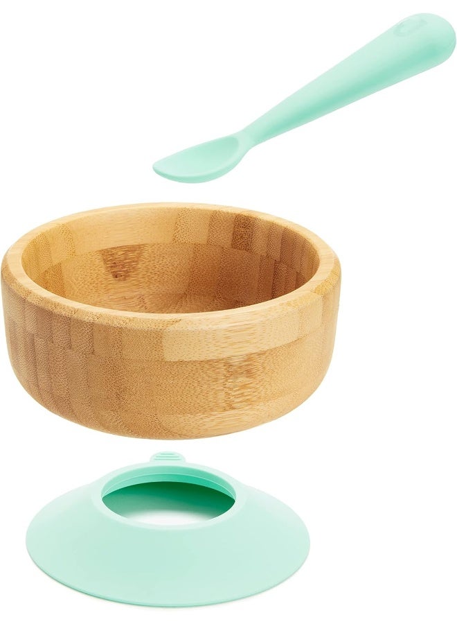 مونشكين MunchkinÂ® Bambouâ„¢ Suction Bowl and Silicone Spoon for Babies and Toddlers, Non-Toxic Bamboo - Image 3