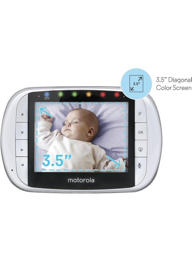 موتورولا MBP36S جهاز مراقبة الأطفال بالفيديو اللاسلكي عن بُعد مع شاشة LCD ملونة بحجم 3.5 بوصة، كاميرا عن بُعد مع إمكانية التحريك، الميل، والتكبير - Image 3