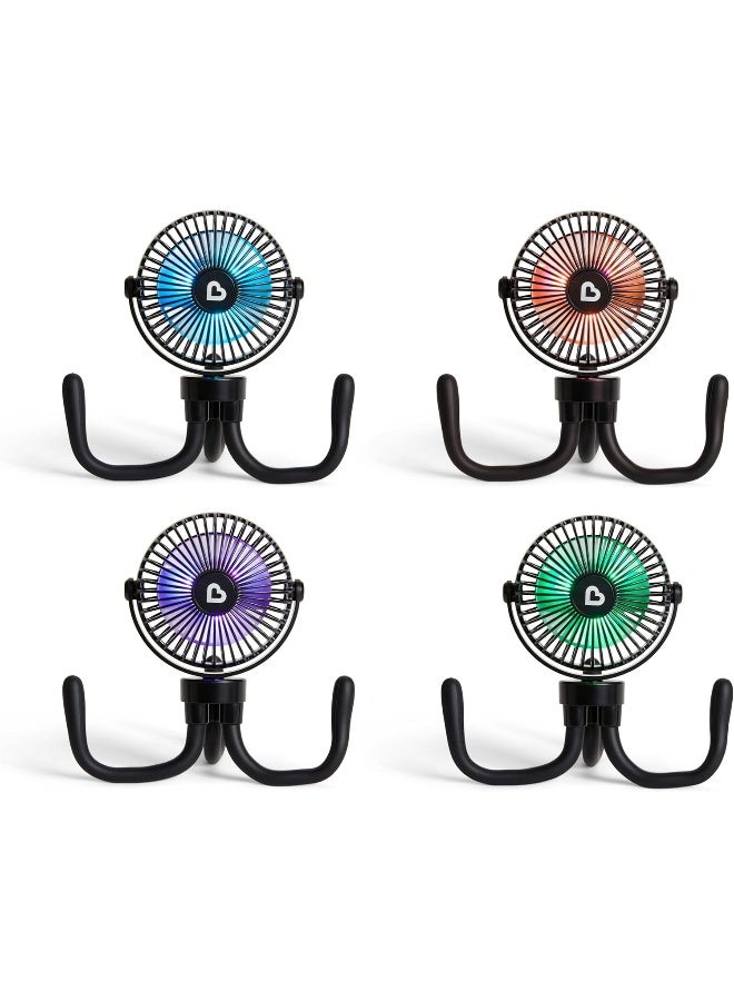 مونشكين MunchkinÂ® Stroller Fan - Portable Baby Cooling System with 4 Speeds, Rechargeable Battery, and Entertaining LED Lights - Image 4