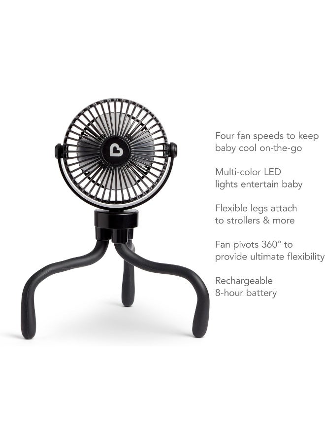 مونشكين MunchkinÂ® Stroller Fan - Portable Baby Cooling System with 4 Speeds, Rechargeable Battery, and Entertaining LED Lights - Image 5