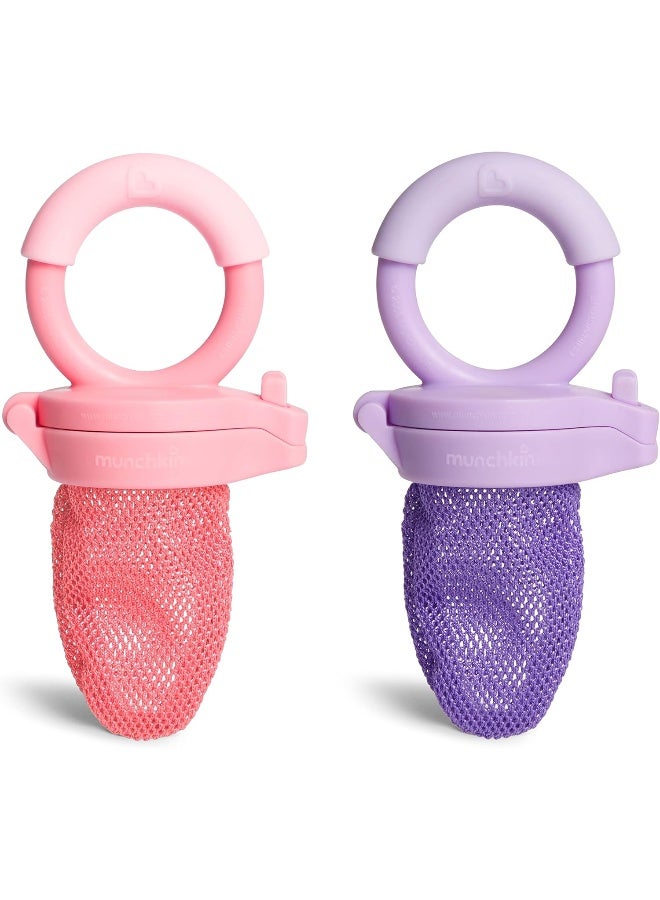 مونشكين Munchkin Baby Feeder for Fresh Food and Fruit, 2 Pack, Coral/Purple - Image 1