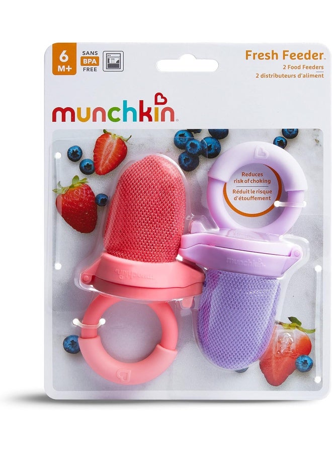 مونشكين Munchkin Baby Feeder for Fresh Food and Fruit, 2 Pack, Coral/Purple - Image 3