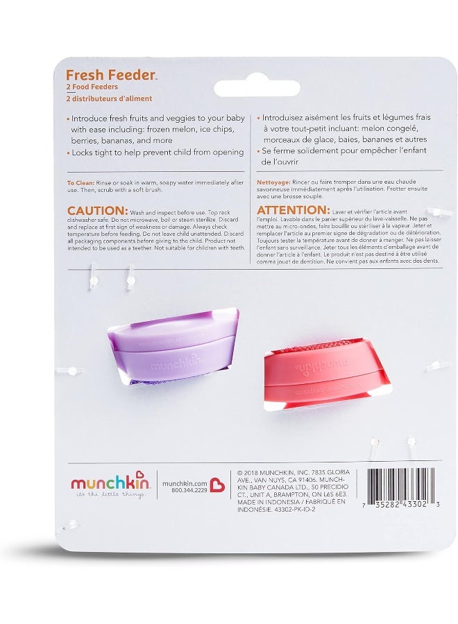 مونشكين Munchkin Baby Feeder for Fresh Food and Fruit, 2 Pack, Coral/Purple - Image 4