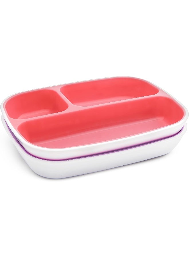 مونشكين MunchkinÂ® Splashâ„¢ 4 Piece Toddler Divided Plate and Bowl Dining Set, Pink/Purple - Image 5