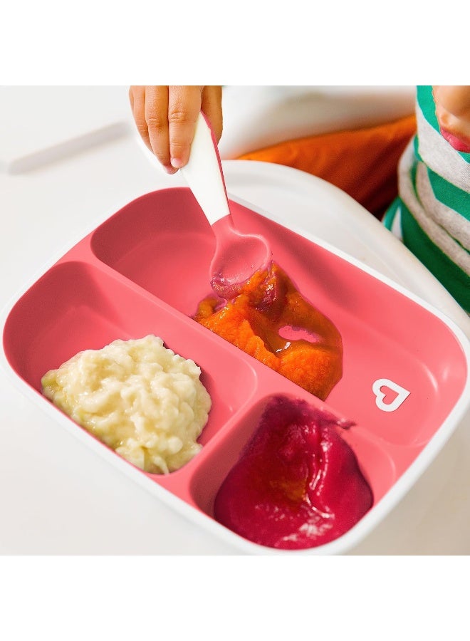 مونشكين MunchkinÂ® Splashâ„¢ 4 Piece Toddler Divided Plate and Bowl Dining Set, Pink/Purple - Image 3