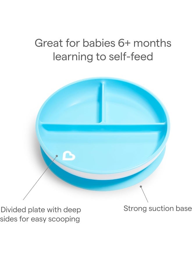 مونشكين Munchkin Stay Put Suction Plates for Baby and Toddler, 3 Divided Sections , Blue/Green - Image 4