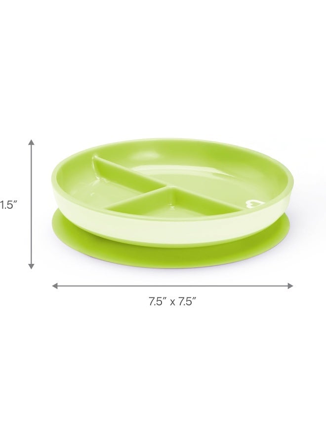 مونشكين Munchkin Stay Put Suction Plates for Baby and Toddler, 3 Divided Sections , Blue/Green - Image 5