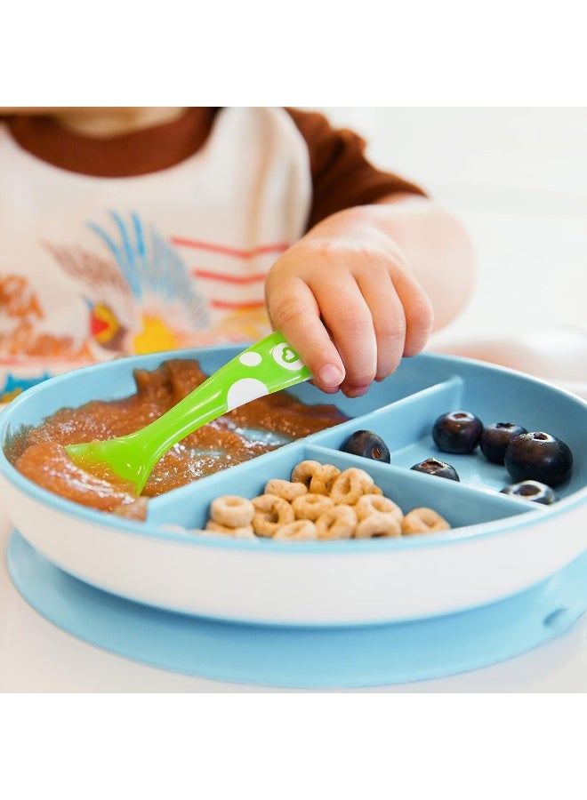 مونشكين Munchkin Stay Put Suction Plates for Baby and Toddler, 3 Divided Sections , Blue/Green - Image 3