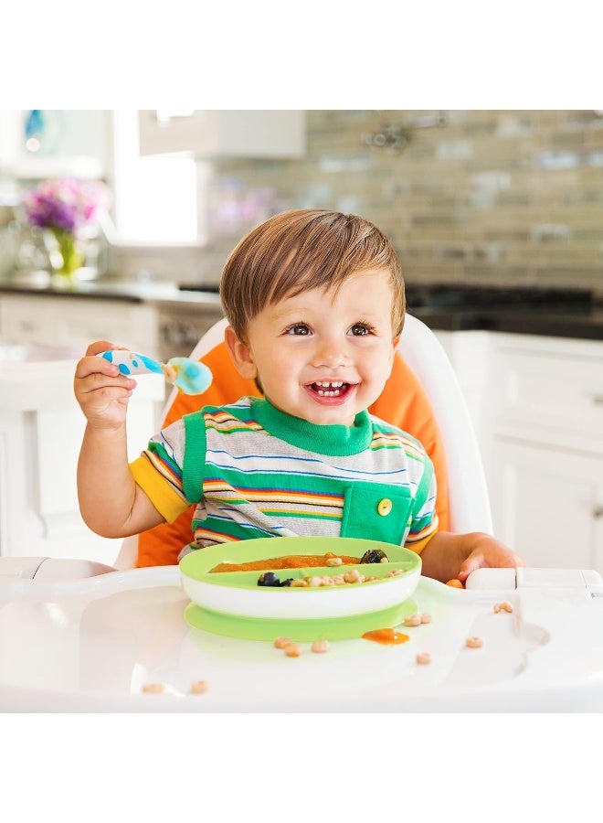 مونشكين Munchkin Stay Put Suction Plates for Baby and Toddler, 3 Divided Sections , Blue/Green - Image 2