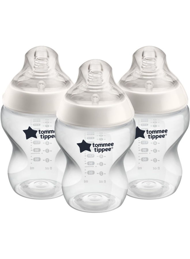تومي تيبي Tommee Tippee Closer to Nature Baby Bottles Slow Flow Breast-Like with Anti-Colic Valve (9oz, 3 Count) - Image 1
